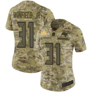 Top notch Buccaneers #31 Rob Gronkowski Winfield Jr. Camo Women's Super Bowl LV Champions Patch Stitched NFL Limited 2018 Salute To Service Jersey