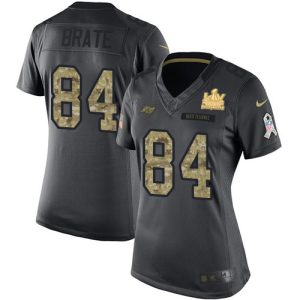 High quality Buccaneers #84 Rob Gronkowski Brate Black Women's Super Bowl LV Champions Patch Stitched NFL Limited 2016 Salute to Service Jersey
