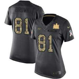 Outstanding Buccaneers #81 Tom Brady Brown Black Women's Super Bowl LV Champions Patch Stitched NFL Limited 2016 Salute to Service Jersey
