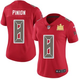 Delightful Buccaneers #8 Rob Gronkowski Pinion Red Women's Super Bowl LV Champions Patch Stitched NFL Limited Rush Jersey