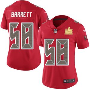Delightful Buccaneers #58 Rob Gronkowski Barrett Red Women's Super Bowl LV Champions Patch Stitched NFL Limited Rush Jersey