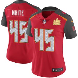 Top notch Buccaneers #45 Ronde Barber White Red Team Color Women's Super Bowl LV Champions Patch Stitched NFL Vapor Untouchable Limited Jersey