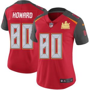 Delightful Buccaneers #80 Ronde Barber J. Howard Red Team Color Women's Super Bowl LV Champions Patch Stitched NFL Vapor Untouchable Limited Jersey