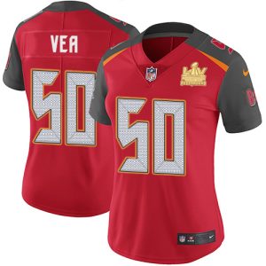 Amazing Buccaneers #50 Tom Brady Vea Red Team Color Women's Super Bowl LV Champions Patch Stitched NFL Vapor Untouchable Limited Jersey