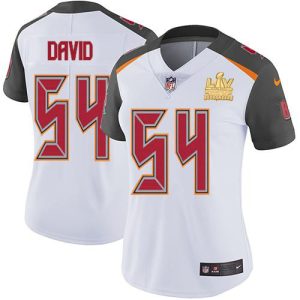 Exceptional Buccaneers #54 Ronde Barber David White Women's Super Bowl LV Champions Patch Stitched NFL Vapor Untouchable Limited Jersey