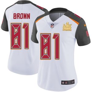 Fantastic Buccaneers #81 Tom Brady Brown White Women's Super Bowl LV Champions Patch Stitched NFL Vapor Untouchable Limited Jersey