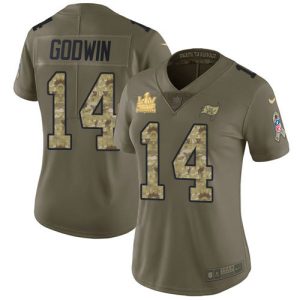 Top notch Buccaneers #14 Ronde Barber Godwin Olive/Camo Women's Super Bowl LV Champions Patch Stitched NFL Limited 2017 Salute To Service Jersey