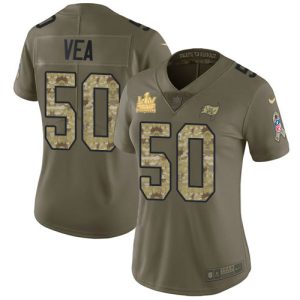Fantastic Buccaneers #50 Tom Brady Vea Olive/Camo Women's Super Bowl LV Champions Patch Stitched NFL Limited 2017 Salute To Service Jersey