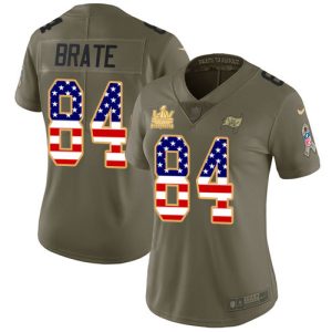 Amazing Buccaneers #84 Rob Gronkowski Brate Olive/USA Flag Women's Super Bowl LV Champions Patch Stitched NFL Limited 2017 Salute To Service Jersey