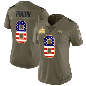 Delightful Buccaneers #8 Tom Brady Pinion Olive/USA Flag Women's Super Bowl LV Champions Patch Stitched NFL Limited 2017 Salute To Service Jersey