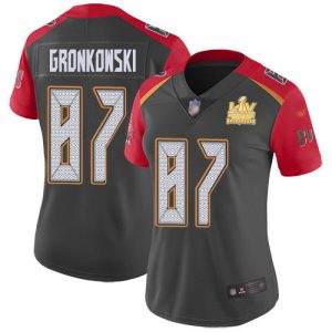Outstanding Buccaneers #87 Ronde Barber Gronkowski Gray Women's Super Bowl LV Champions Patch Stitched NFL Limited Inverted Legend Jersey