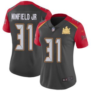 Top notch Buccaneers #31 Tom Brady Winfield Jr. Gray Women's Super Bowl LV Champions Patch Stitched NFL Limited Inverted Legend Jersey