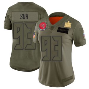 Top notch Buccaneers #93 Tom Brady Suh Camo Women's Super Bowl LV Champions Patch Stitched NFL Limited 2019 Salute To Service Jersey