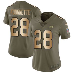 Fantastic Tampa Bay Buccaneers #28 Leonard Fournette Olive/Gold Women's Stitched NFL Limited 2017 Salute To Service Jersey