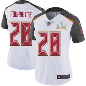 Superb Tampa Bay Buccaneers #28 Leonard Fournette White Women's Super Bowl LV Bound Stitched NFL Vapor Untouchable Limited Jersey