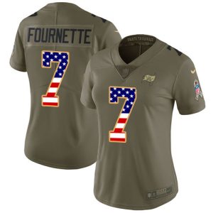 Top notch Tampa Bay Buccaneers #7 Leonard Fournette Olive/USA Flag Women's Stitched NFL Limited 2017 Salute To Service Jersey