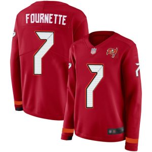 Amazing Tampa Bay Buccaneers #7 Leonard Fournette Red Team Color Women's Stitched NFL Limited Therma Long Sleeve Jersey