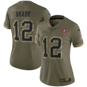 Delightful Tampa Bay Buccaneers #12 Tom Brady Women's 2022 Salute To Service Limited Jersey - Olive