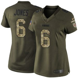 Stunning Buccaneers #6 Ronde Barber Jones Green Women's Stitched NFL Limited 2015 Salute To Service Jersey