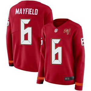 Premium Buccaneers #6 Ronde Barber Mayfield Red Team Color Women's Stitched NFL Limited Therma Long Sleeve Jersey