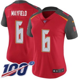 Premium Buccaneers #6 Rob Gronkowski Mayfield Red Team Color Women's Stitched NFL 100th Season Vapor Untouchable Limited Jersey
