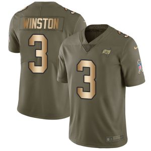 Delightful Buccaneers #3 Tom Brady Winston Olive/Gold Youth Stitched NFL Limited 2017 Salute to Service Jersey