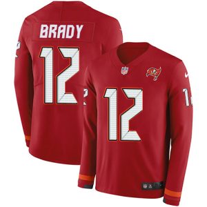 Amazing Buccaneers #12 Ronde Barber Brady Red Team Color Youth Stitched NFL Limited Therma Long Sleeve Jersey