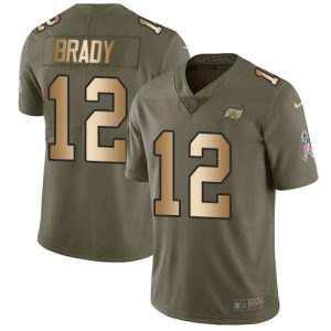 Amazing Buccaneers #12 Ronde Barber Brady Olive/Gold Youth Stitched NFL Limited 2017 Salute To Service Jersey