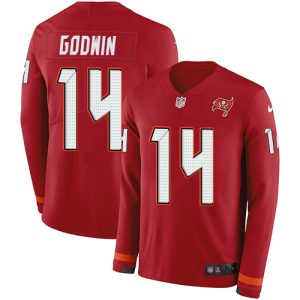 Amazing Buccaneers #14 Tom Brady Godwin Red Team Color Youth Stitched NFL Limited Therma Long Sleeve Jersey