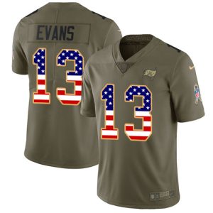 Fantastic Buccaneers #13 Tom Brady Evans Olive/USA Flag Youth Stitched NFL Limited 2017 Salute to Service Jersey