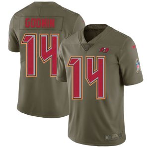 Top notch Buccaneers #14 Rob Gronkowski Godwin Olive Youth Stitched NFL Limited 2017 Salute To Service Jersey