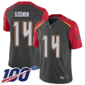 Amazing Buccaneers #14 Rob Gronkowski Godwin Gray Youth Stitched NFL Limited Inverted Legend 100th Season Jersey