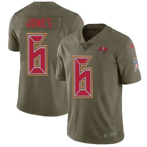 Top notch Buccaneers #6 Ronde Barber Jones Olive Youth Stitched NFL Limited 2017 Salute To Service Jersey