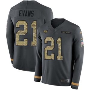 Amazing Buccaneers #21 Ronde Barber Evans Anthracite Salute to Service Youth Stitched NFL Limited Therma Long Sleeve Jersey
