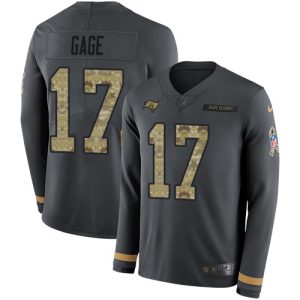 Delightful Buccaneers #17 Ronde Barber Gage Anthracite Salute to Service Youth Stitched NFL Limited Therma Long Sleeve Jersey