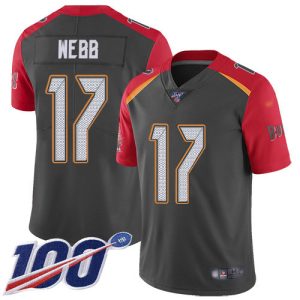 Amazing Buccaneers #17 Ronde Barber Webb Gray Youth Stitched NFL Limited Inverted Legend 100th Season Jersey