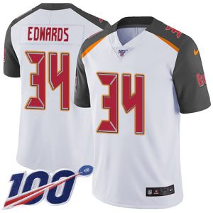 Amazing Buccaneers #34 Tom Brady Edwards White Youth Stitched NFL 100th Season Vapor Untouchable Limited Jersey