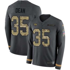 Amazing Buccaneers #35 Tom Brady Dean Anthracite Salute to Service Youth Stitched NFL Limited Therma Long Sleeve Jersey