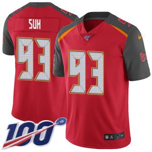 Top notch Buccaneers #93 Tom Brady Suh Red Team Color Youth Stitched NFL 100th Season Vapor Untouchable Limited Jersey