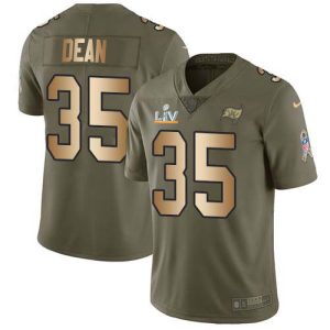 Amazing Buccaneers #35 Ronde Barber Dean Olive/Gold Youth Super Bowl LV Bound Stitched NFL Limited 2017 Salute To Service Jersey