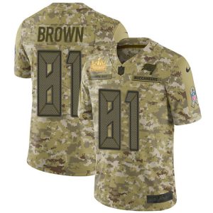 Top notch Buccaneers #81 Ronde Barber Brown Camo Youth Super Bowl LV Champions Patch Stitched NFL Limited 2018 Salute To Service Jersey