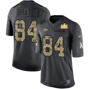 Top notch Buccaneers #84 Tom Brady Brate Black Youth Super Bowl LV Champions Patch Stitched NFL Limited 2016 Salute to Service Jersey