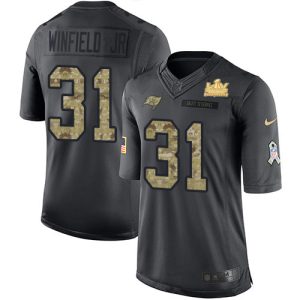 Top notch Buccaneers #31 Ronde Barber Winfield Jr. Black Youth Super Bowl LV Champions Patch Stitched NFL Limited 2016 Salute to Service Jersey