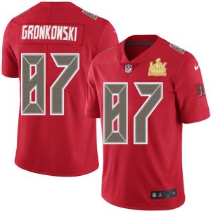 Stunning Buccaneers #87 Tom Brady Gronkowski Red Youth Super Bowl LV Champions Stitched NFL Limited Rush Jersey