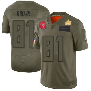Top notch Buccaneers #81 Tom Brady Brown Camo Youth Super Bowl LV Champions Patch Stitched NFL Limited 2019 Salute To Service Jersey
