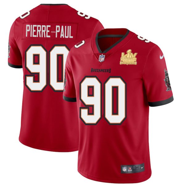Superb Tampa Bay Buccaneers #90 Jason Pierre-Paul Youth Super Bowl LV Champions Patch Red Vapor Limited Jersey