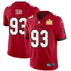 Superb Tampa Bay Buccaneers #93 Ndamukong Suh Youth Super Bowl LV Champions Patch Red Vapor Limited Jersey