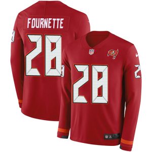 Superb Tampa Bay Buccaneers #28 Leonard Fournette Red Team Color Youth Stitched NFL Limited Therma Long Sleeve Jersey