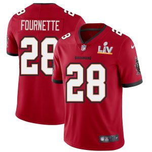 Exceptional Tampa Bay Buccaneers #28 Leonard Fournette Youth Super Bowl LV Bound Red Vapor Limited Jersey