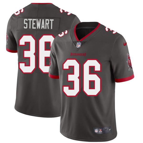 Exceptional Tampa Bay Buccaneers #36 M.J. Stewart Youth Pewter Alternate Vapor Limited Jersey